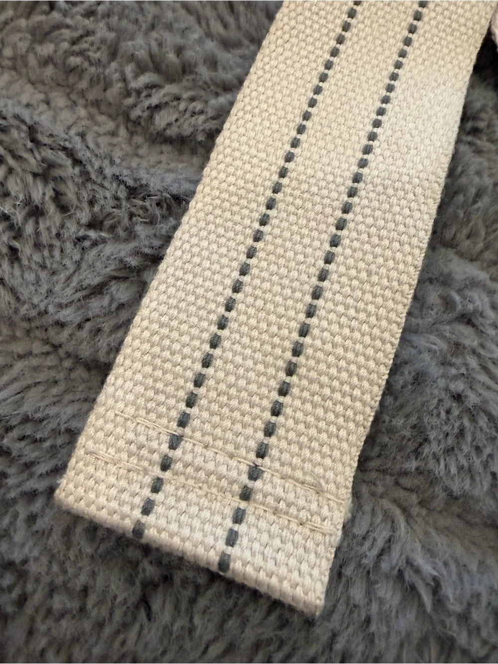 Canvas D-Ring Belt - Cream with Black Stitching